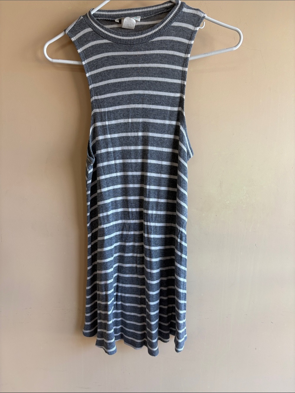 love, Fire Gray and White Striped Sleeveless Dress